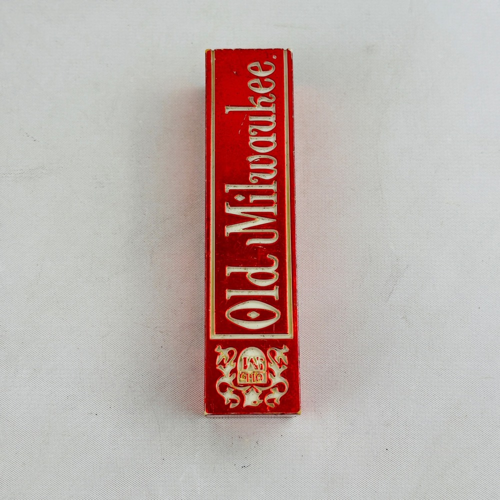 Vintage Old Milwaukee Beer Tap Handle Shiny Red White 4.5" Bar Decor